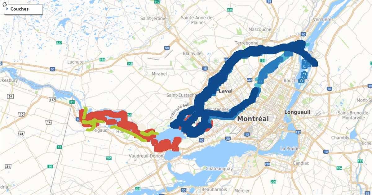 Carte des inondations de 2017 dans le Grand Montréal