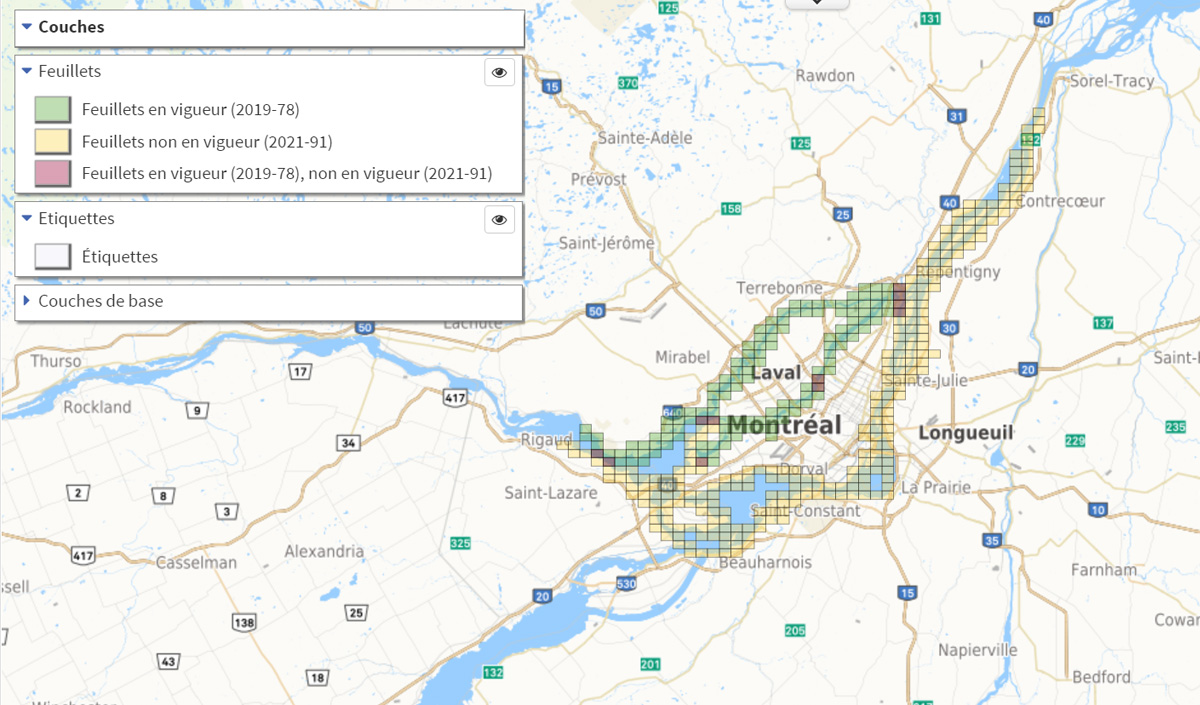 Carte des zones inondables du Grand Montréal